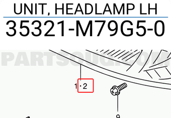 Suzuki 35321M79G50 UNIT, HEADLAMP LH