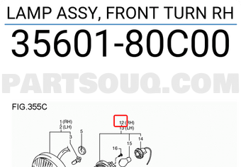 Suzuki 3560180C00 LAMP ASSY, FRONT TURN RH