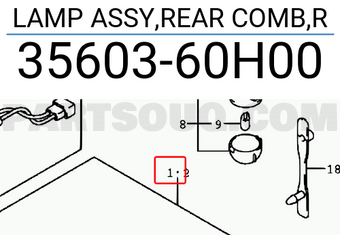 Suzuki 3560360H00 LAMP ASSY,REAR COMB,R