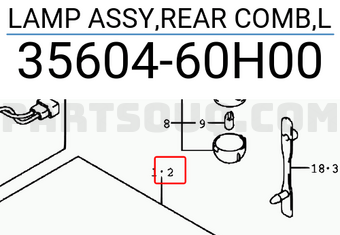 Suzuki 3560460H00 LAMP ASSY,REAR COMB,L