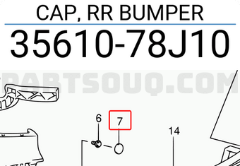 Suzuki 3561078J10 CAP, RR BUMPER