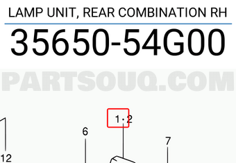 Suzuki 3565054G00 LAMP UNIT, REAR COMBINATION RH