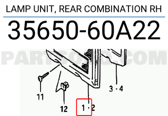Suzuki 3565060A22 LAMP UNIT, REAR COMBINATION RH