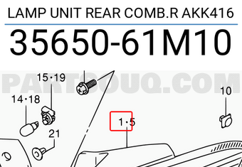 Suzuki 3565061M10 LAMP UNIT REAR COMB.R AKK416