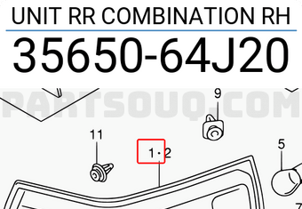 Suzuki 3565064J20 UNIT RR COMBINATION RH