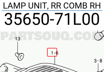 Suzuki 3565071L00 LAMP UNIT, RR COMB RH
