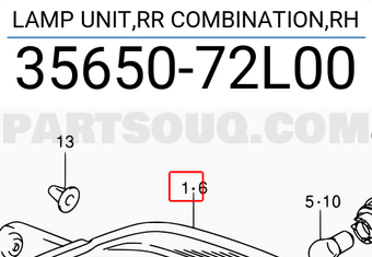 Suzuki 3565072L00 LAMP UNIT,RR COMBINATION,RH