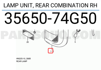 Suzuki 3565074G50 LAMP UNIT, REAR COMBINATION RH