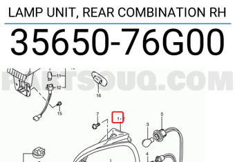 Suzuki 3565076G00 LAMP UNIT, REAR COMBINATION RH