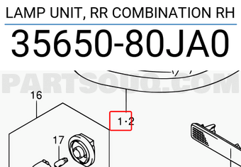 Suzuki 3565080JA0 LAMP UNIT, RR COMBINATION RH