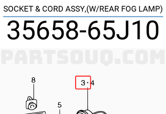Suzuki 3565865J10 SOCKET & CORD ASSY,(W/REAR FOG LAMP)