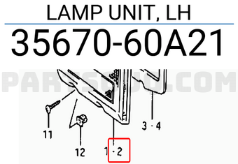Suzuki 3567060A21 LAMP UNIT, LH