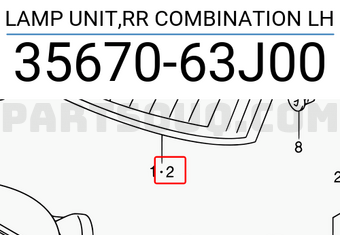 Suzuki 3567063J00 LAMP UNIT,RR COMBINATION LH