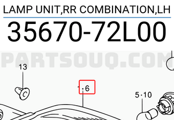 Suzuki 3567072L00 LAMP UNIT,RR COMBINATION,LH