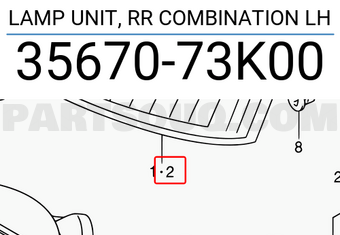 Suzuki 3567073K00 LAMP UNIT, RR COMBINATION LH
