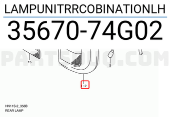 Suzuki 3567074G02 LAMPUNITRRCOBINATIONLH