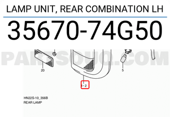 Suzuki 3567074G50 LAMP UNIT, REAR COMBINATION LH