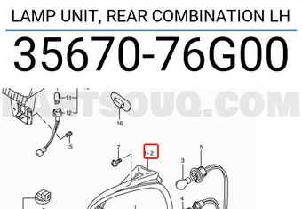 Suzuki 3567076G00 LAMP UNIT, REAR COMBINATION LH