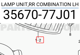 Suzuki 3567077J01 LAMP UNIT,RR COMBINATION LH