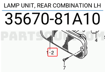 Suzuki 3567081A10 LAMP UNIT, REAR COMBINATION LH