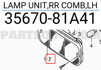 Suzuki 3567081A41 LAMP UNIT,RR COMB,LH