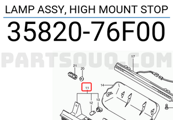 Suzuki 3582076F00 LAMP ASSY, HIGH MOUNT STOP