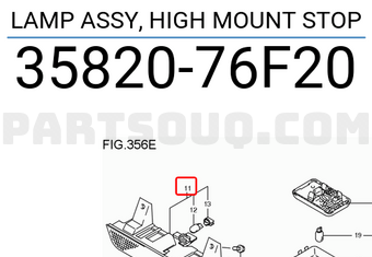 Suzuki 3582076F20 LAMP ASSY, HIGH MOUNT STOP