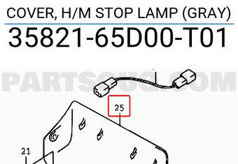 Suzuki 3582165D00T01 COVER, H/M STOP LAMP (GRAY)