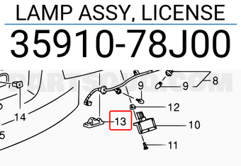 Suzuki 3591078J00 LAMP ASSY, LICENSE