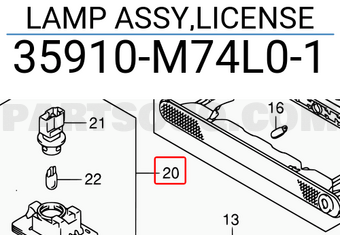 Suzuki 35910M74L01 LAMP ASSY,LICENSE