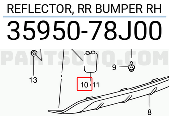Suzuki 3595078J00 REFLECTOR, RR BUMPER RH