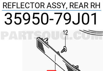 Suzuki 3595079J01 REFLECTOR ASSY, REAR RH