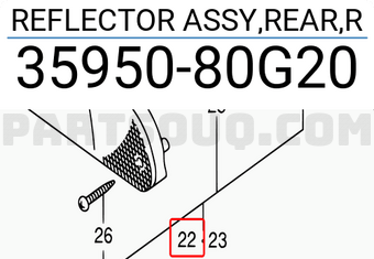 Suzuki 3595080G20 REFLECTOR ASSY,REAR,R
