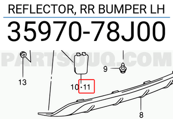 Suzuki 3597078J00 REFLECTOR, RR BUMPER LH