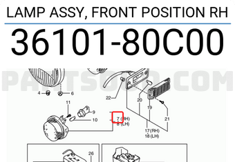 Suzuki 3610180C00 LAMP ASSY, FRONT POSITION RH