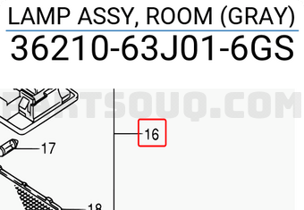 Suzuki 3621063J016GS LAMP ASSY, ROOM (GRAY)