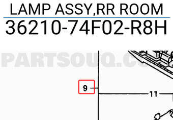 Suzuki 3621074F02R8H LAMP ASSY,RR ROOM