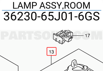 Suzuki 3623065J016GS LAMP ASSY,ROOM