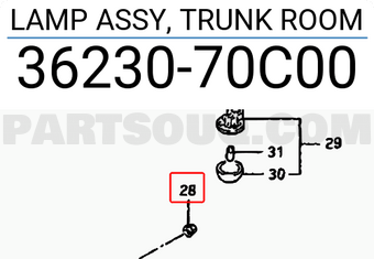 Suzuki 3623070C00 LAMP ASSY, TRUNK ROOM