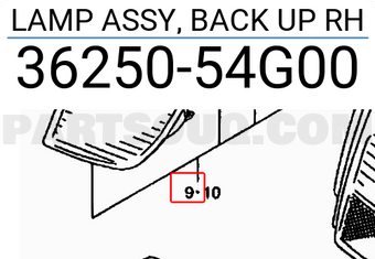 Suzuki 3625054G00 LAMP ASSY, BACK UP RH