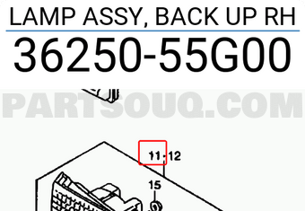 Suzuki 3625055G00 LAMP ASSY, BACK UP RH