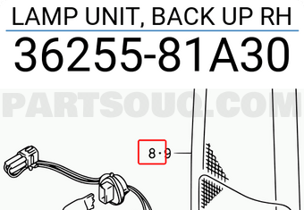Suzuki 3625581A30 LAMP UNIT, BACK UP RH