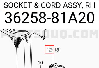 Suzuki 3625881A20 SOCKET & CORD ASSY, RH