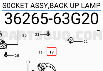Suzuki 3626563G20 S0CKET ASSY,BACK UP LAMP