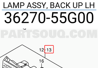 Suzuki 3627055G00 LAMP ASSY, BACK UP LH