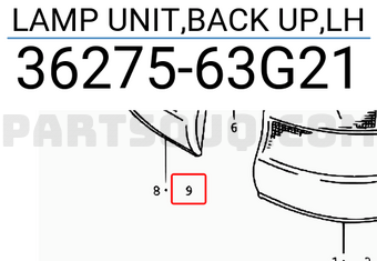 Suzuki 3627563G21 LAMP UNIT,BACK UP,LH