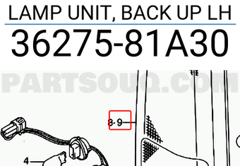 Suzuki 3627581A30 LAMP UNIT, BACK UP LH