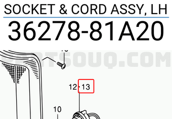 Suzuki 3627881A20 SOCKET & CORD ASSY, LH
