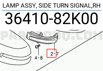 Suzuki 3641082K00 LAMP ASSY, SIDE TURN SIGNAL,RH
