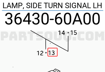Suzuki 3643060A00 LAMP, SIDE TURN SIGNAL LH